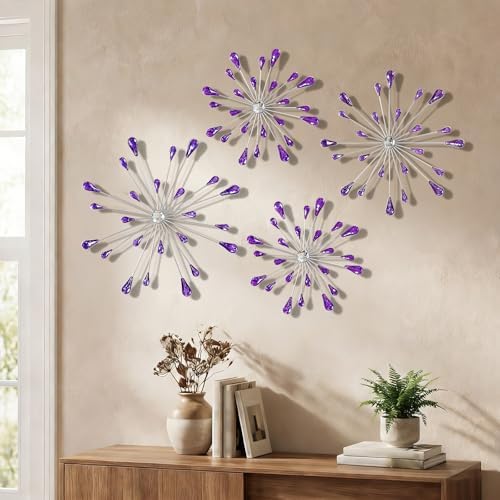 ZEXUIRU 4 Set Silver Starburst Wall Art by ZEXUIRU