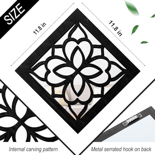 2 PCS Square Wall Mirror, Rustic Farmhouse Wall Mirrors, 12 inch Small Mirror - Image 3