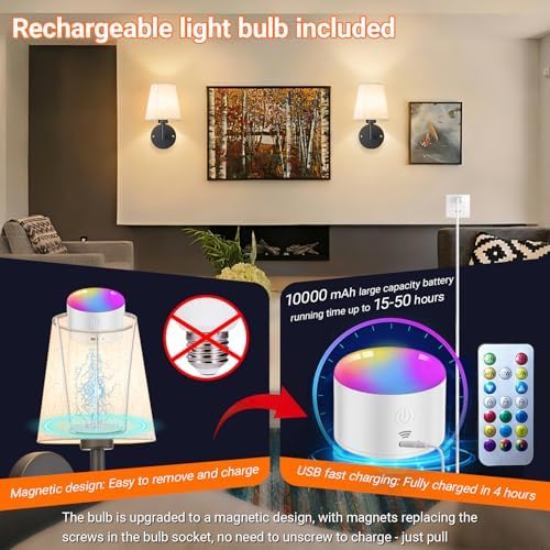 YHCDLAMP Peel and Stick Wall Sconces, No Drilling Stick On Wall Sconce - Image 3