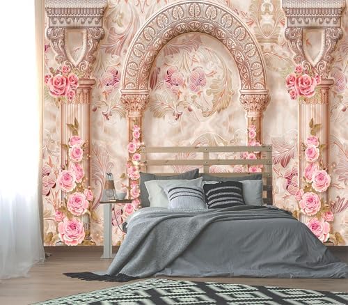 XMPMBM-3d Floral Fabric Wallpaper Pink Peony Bedroom Bathroom wall Mural-W 154" by Moredurableandtear-resistantthantraditionalwallpaperwithexcellentadhesion