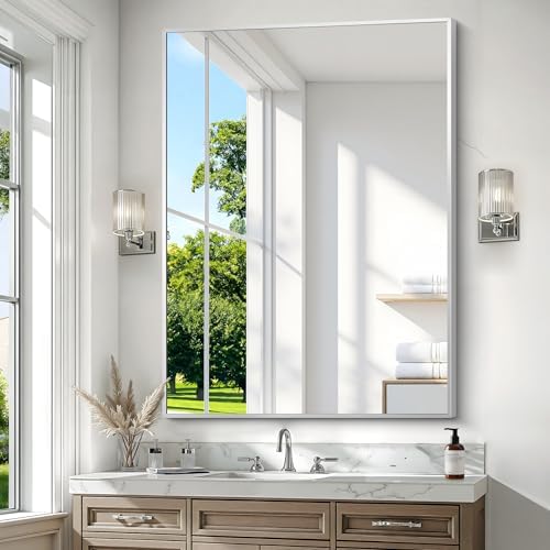 BONEWEI Silver Bathroom Mirror, 36x48 inch Wall Mirror - Image 2