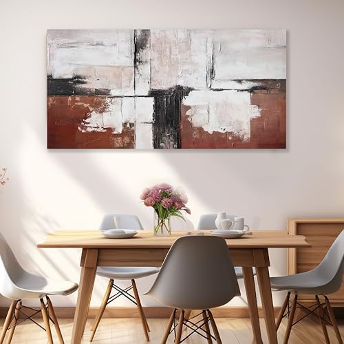 Glvzygy Abstract Wall Art Brick Red and Black and White Abstract Canvas Wall - Image 4