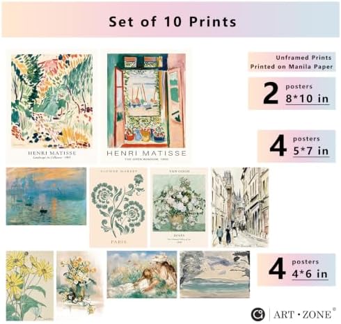 Matisse Monet Van Gogh 10Pcs Mixed Size Poster Prints Unframed - Image 2