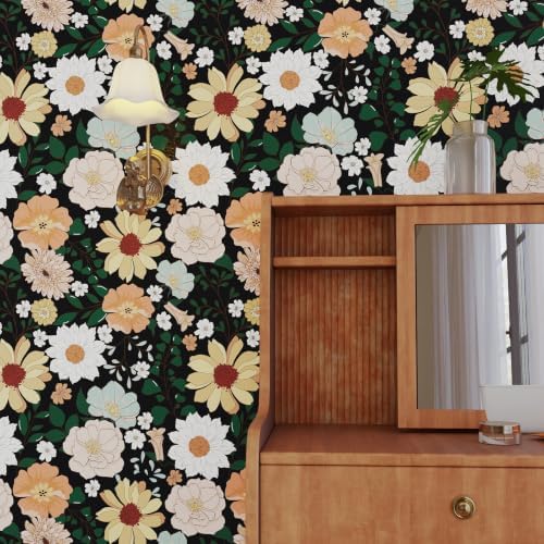 17.7" x 118" Vintage Floral Wallpaper Peel and Stick Boho Floral Contact Paper - Image 2