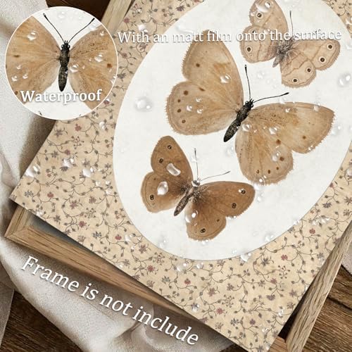 uniro Vintage Butterfly Canvas Wall Art, Bedroom Bathroom Shelf Retro Butterfly - Image 4