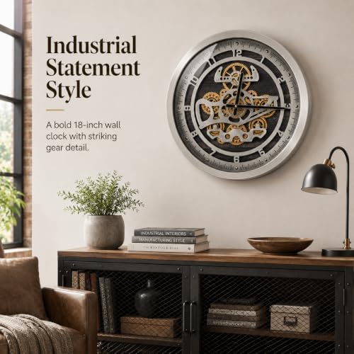 October Elf 18 Inch Large Moving Gear Wall Clock - Image 4