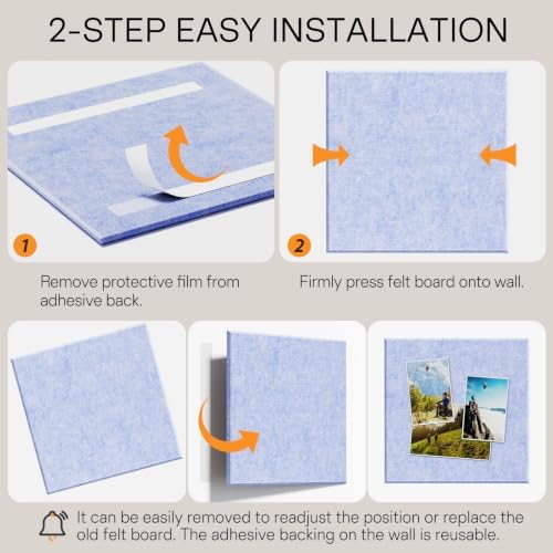 MaxGear Felt Bulletin Board 36" x 24", Light Blue Felt Wall Tiles Push Pins - Image 5