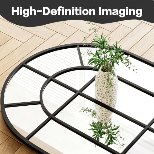 HARRITPURE Arched Full Length Mirror 71"x30" Black Windowpane Floor Mirror - Image 3