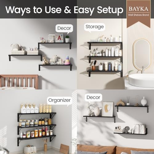 BAYKA 36 Inch Long Wall Mounted Floating Shelves - Image 4