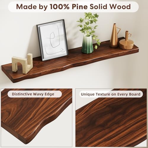 Organic Wavy Edge Floating Shelves, Hidden Brackets, 2 Pack 36 in - Image 5
