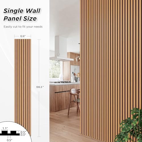 SMARTSTANDARD 2 Pack 106" x 12.6" Wood Slat Wall Panels, Light Brown - Image 3