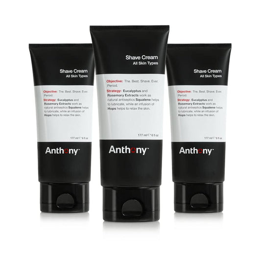 Anthony Shaving Cream Mens Sensitive Skin: Squalane, Eucalyptus, Spearmint and Rosemary Extracts, Help Soothe, Refresh, Cool, and Condition Your Skin for Shave 6 Fl Oz 3 Pack