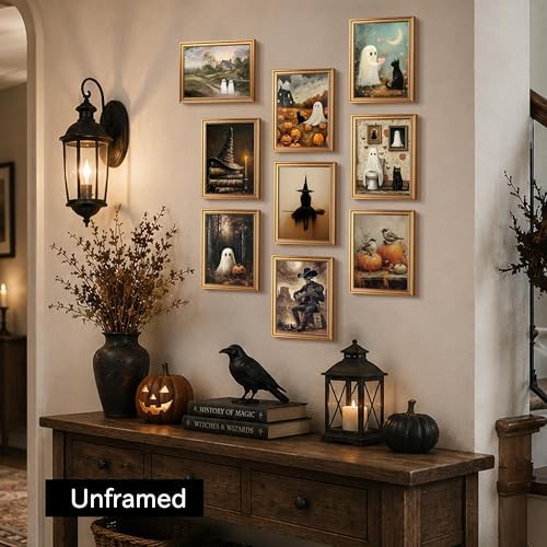 XYHYRA Halloween Wall Art Canvas Prints Set of 9, Dark Academia Wall Decor - Image 7