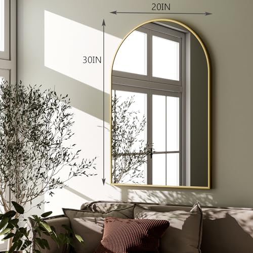 HARRITPURE 20"x30" Arched Bathroom Mirror Wall Mounted Gold Arch Mirror - Image 6