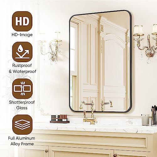 Antok 24x36 Black Metal Framed Bathroom Mirror, Wall Mirror - Image 4