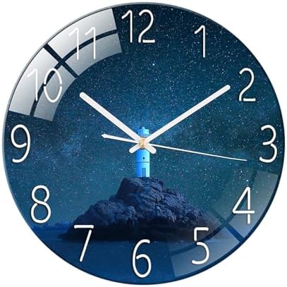 Ergocar Glass Wall Clock Silent Scanning Mechanical Round Glass Wall Clock by Ergocar