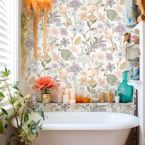 EchoSphere Light Peel and Stick Wallpaper Boho Floral Removable Wallpaper - Image 7