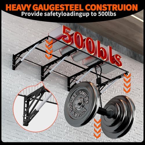 Heavy Duty Foldable Garage Storage Shelves Wall Mounted Metal Rack Unit - Image 5