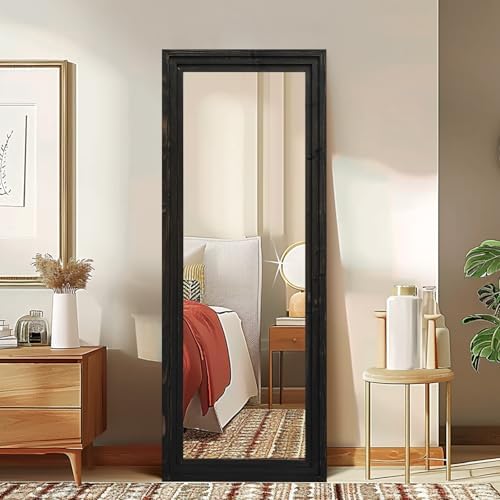 58x22in Full Length Mirror, 3-Tier Stepped Solid Wood Frame - Image 4