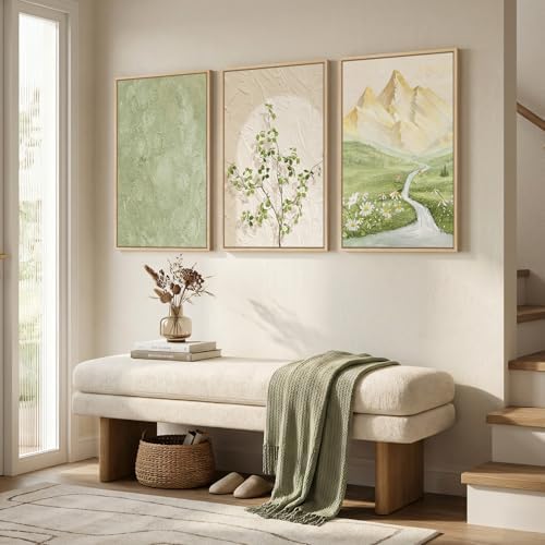 Framed Sage Green Landscape 3 Piece Wall Art - Image 2