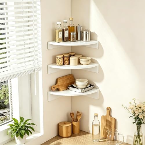 Alsonerbay Wood Corner Floating Shelves - Image 2
