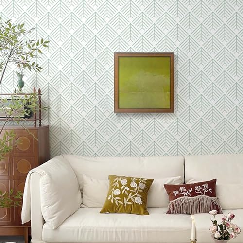Heroad Peel and Stick Wallpaper Boho Sage Green Wallpaper Geometric Wall Paper - Image 3