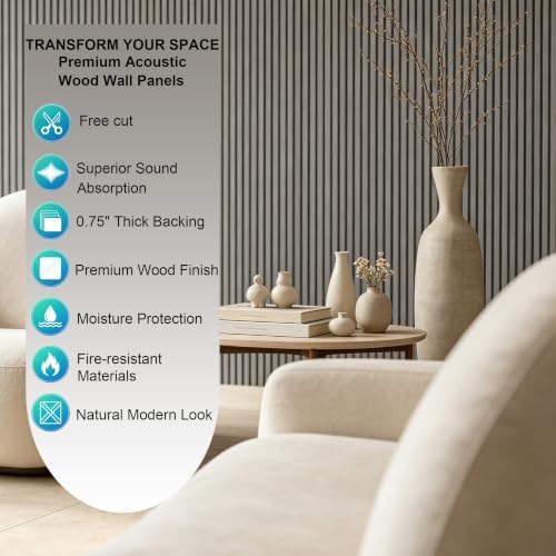 4 Pack Sound Absorbing Wood Slat Wall Panels, 47.2"x23.6" - Image 6