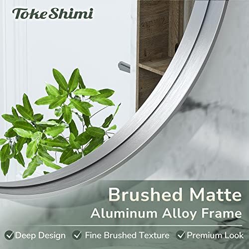TokeShimi 40 Inch Round Silver Bathroom Vanity Mirror - Image 2