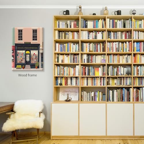 Pink Bookshop Poster Book Wall Art The Bookshop On The Corner Paintings Prints - Image 3
