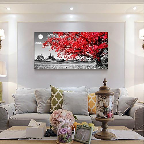 MHARTK66 wall art for living room Simple Life red moon tree scenery Abstract - Image 5