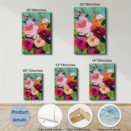 ZERILYN Ship Next Day Modern Floral Canvas Wall Art Colorful Flower Canvas - Image 6