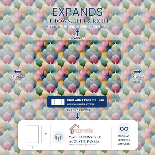 PINWELIFE® Acoustic Art Tiles – 8-Pack 12"x16" Sound Absorbing Panels, Seamless - Image 5