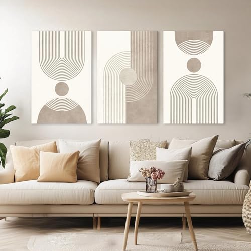 EJPFOGV Triptych Abstract Geometric Wrapped Canvas Wall Art 24x36 inches x3 - Image 2