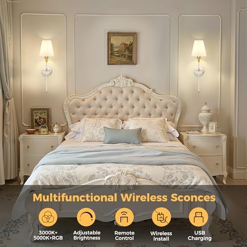 Battery Operated Wall Sconce: Set of 2 Wireless Wall Light 12000mAh - Image 3