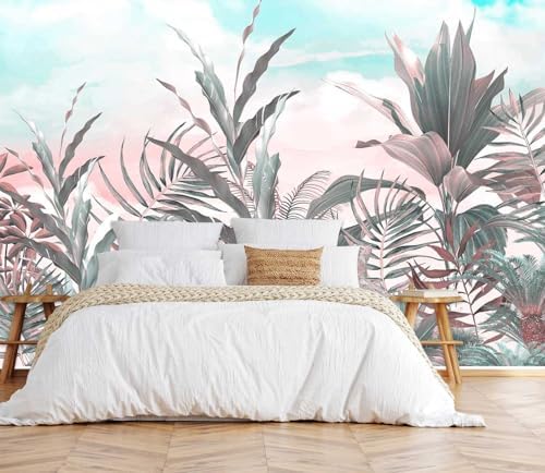 Toolhom Tropical Leaves Flowers Seamless Pattern Mural by Toolhom