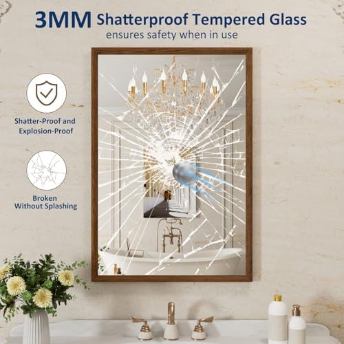 WEER Walnut Bathroom Vanity Mirror 24X36 Inch - Image 2