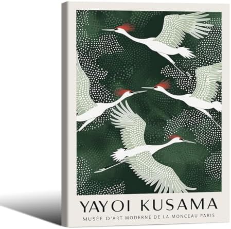 Framed Canvas Wall Art Japanese Flying Cranes Artwork 11x14in Vintage Bird by Unknown