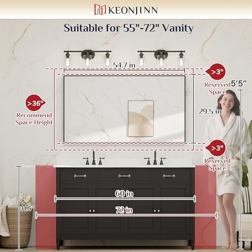 Keonjinn 55x30 Inch Gold Bathroom Mirror - Image 2