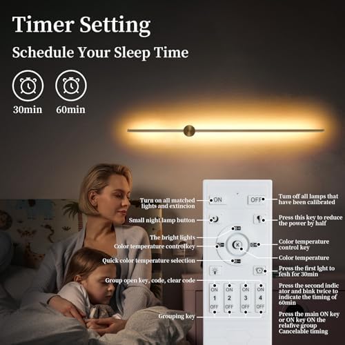 KELUOLY Dimmable Plug in Wall Sconce Set of 2, Adjustable Color Temperature - Image 6