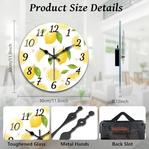 peacoblue Lemon Wall Clocks Battery Operated - Image 2