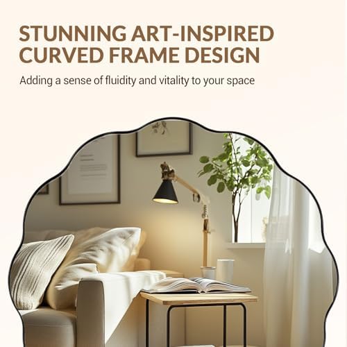 ANDY STAR Black Round Wall Mirror 36 inch, Matte Black Metal Frame Circle - Image 6