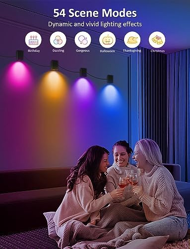 APPECK Wall Sconces 4 Pack, LED Wall Lights RGBCW 8FT - Image 2