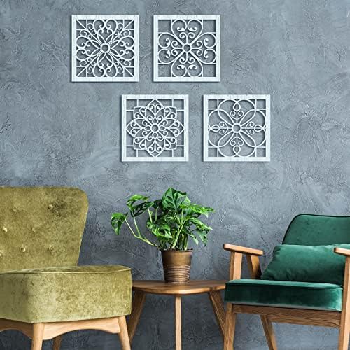 Yulejo 4 Pcs Thicken Rustic Wall Decor Wooden, Light Cyan - Image 5