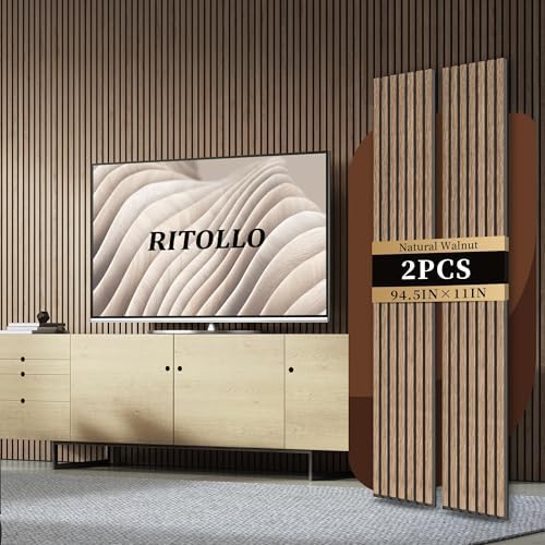 RITOLLO Wood Slat Panels for Wall 2-Piece 94.5"×11" Acoustic Panels for by Ritollo
