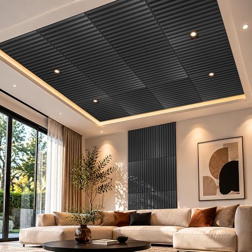 Art3d 6-Pack Acoustic Wood Slat Panel & Ceiling Tile, 2 x 2 ft - Image 2
