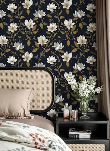 Livebor Dark Peel and Stick Wallpaper Floral Contact Paper 16.9" x 196.8" - Image 2