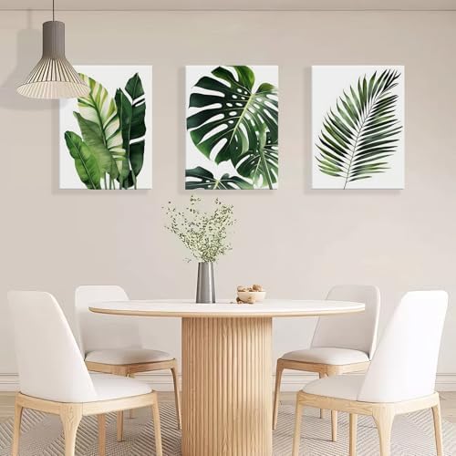 RZIGERNO 3 Pcs Tropical Botanical Leaf Canvas Prints Wall Art 12x16 Inch - Image 2
