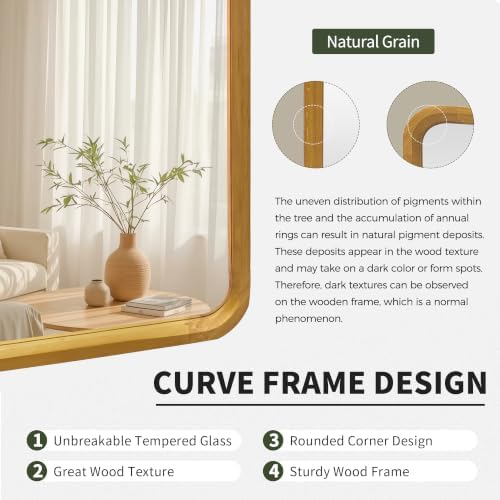 Wood Bathroom Mirror for Wall, Rectangle 20 x 30 Inch Vanity Mirror - Image 6