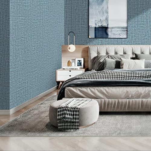 Peel and Stick Wallpaper Blue Grass Cloth Wall Paper - Image 3