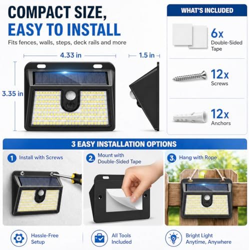 Solar Motion Sensor Outdoor Lights, Super Bright Solar Lights Outdoor Waterproof - Image 4